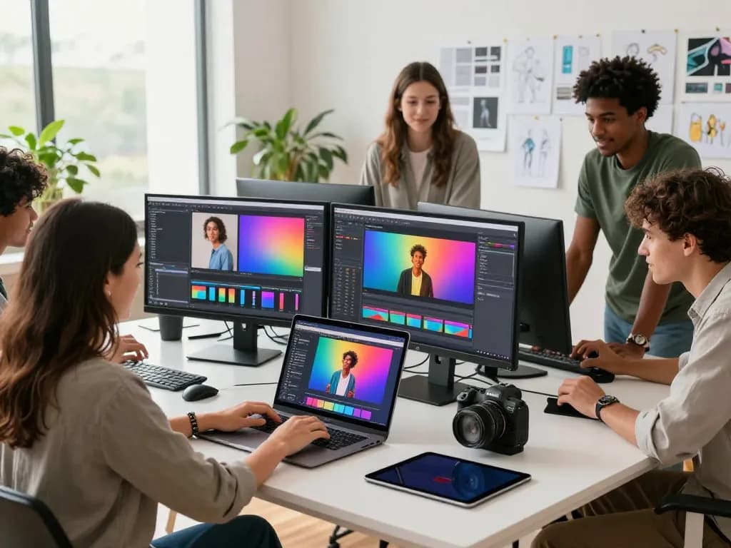Design collaboration using Nano Banana Pro AI image editor in a bright workspace.