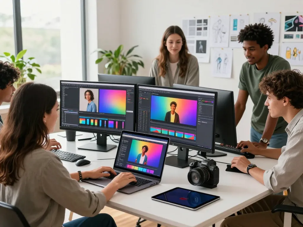 Design collaboration using Nano Banana Pro AI image editor in a bright workspace.
