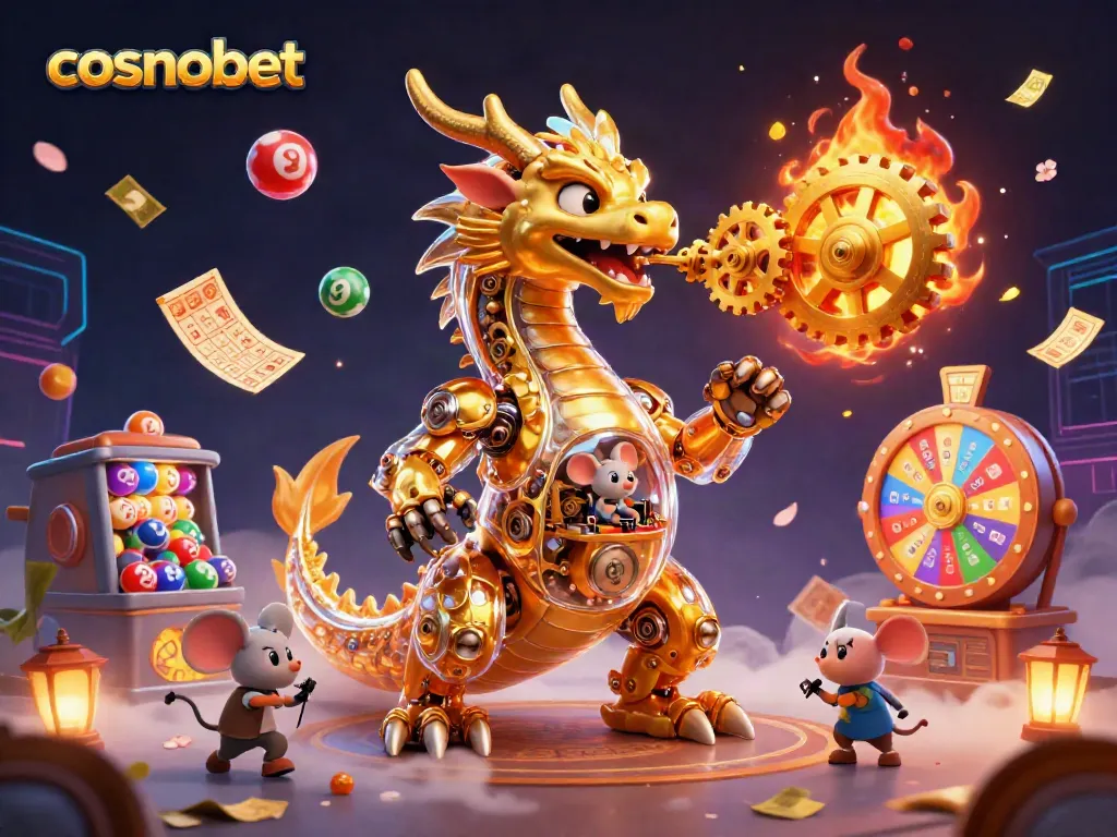Enjoy casino fun with cosmobet as a golden dragon unleashes excitement amidst vibrant gaming elements.
