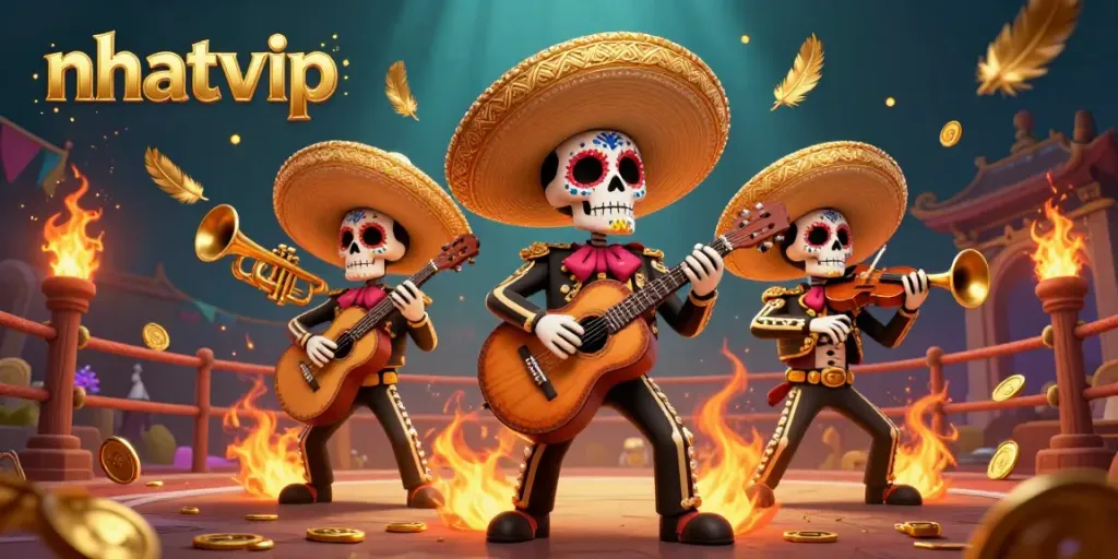 Join the vibrant mariachi band in a colorful nhatvip casino scene filled with thrilling game elements.
