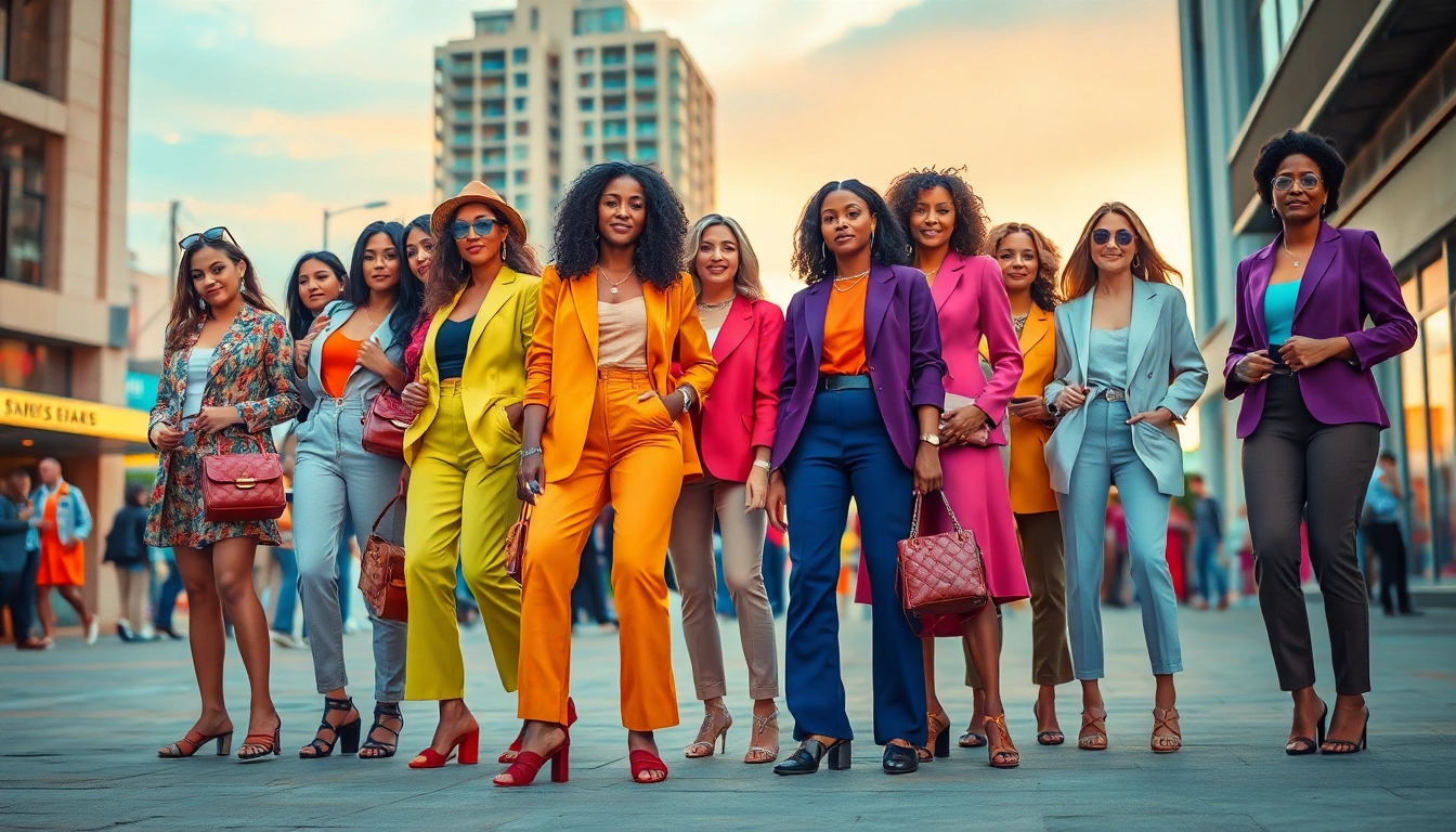 Elegant women showcasing diverse styles in modern fashion landscapes.