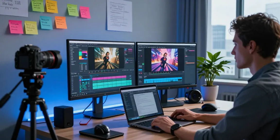Video to prompt converter workspace with AI-generated visuals and editing tools, showcasing a modern digital studio.