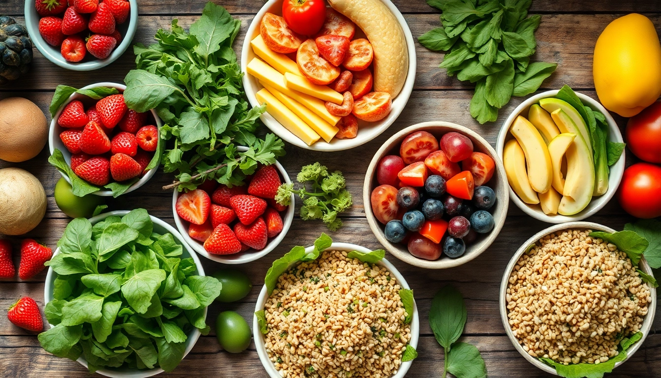 Explore a colorful arrangement of healthy food options filled with fresh fruits and greens.