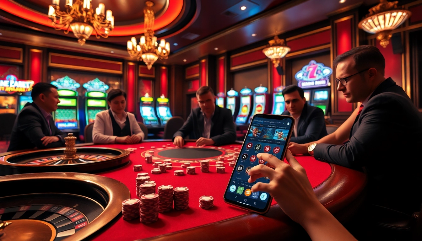 Engaging casino scene showcasing gambling excitement at https://gamemanclub.wiki with poker and roulette games.