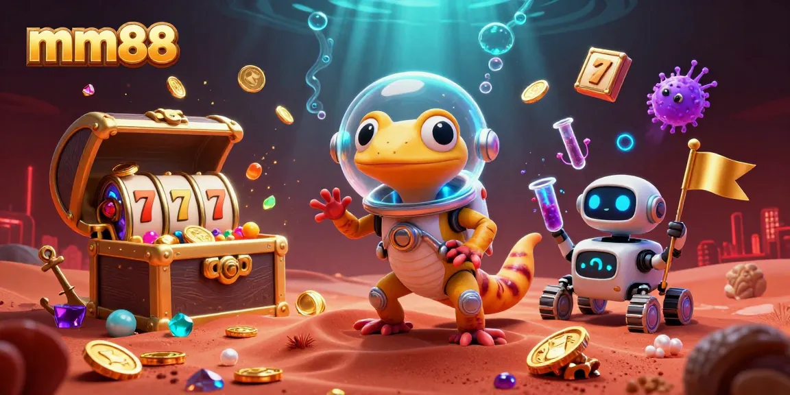 Experience thrilling gameplay at mm88 with a Martian gecko discovering a treasure-filled casino adventure.