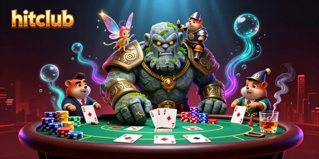 hitclub characters invite players to enjoy poker with vivid colors and magical elements.