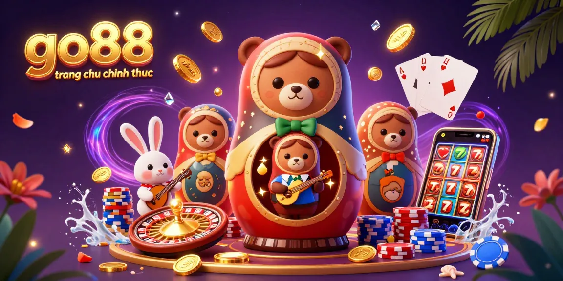 Experience the excitement of go88 trang chu chinh thuc with vibrant casino-themed 3D illustrations showcasing iconic characters and elements.