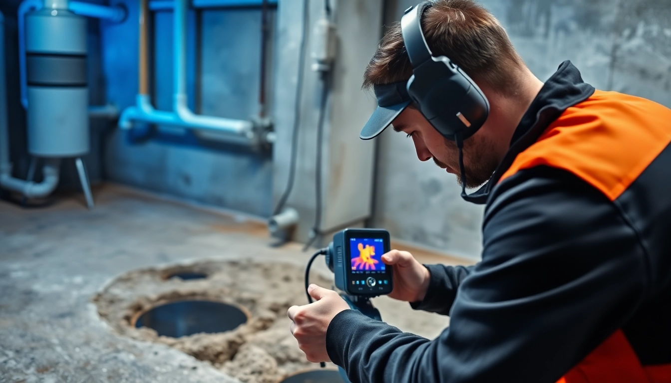 Discovering a slab leak using thermal imaging technology by a professional technician.