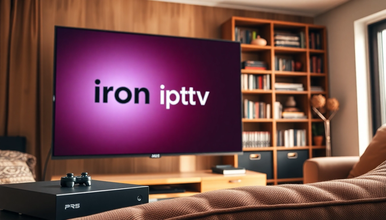 Enhance your viewing experience with iron iptv showcased on a stylish TV in a cozy living room.