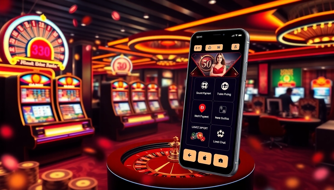 Casino experience with RR88it platform showcasing vibrant slot machines and poker chips.