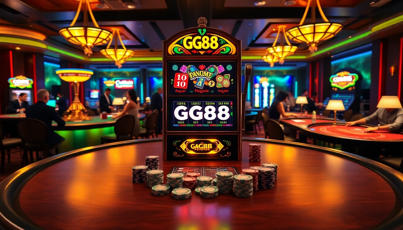 Engage with exciting GG88 gameplay at a luxurious casino scene filled with elite gambling experiences.