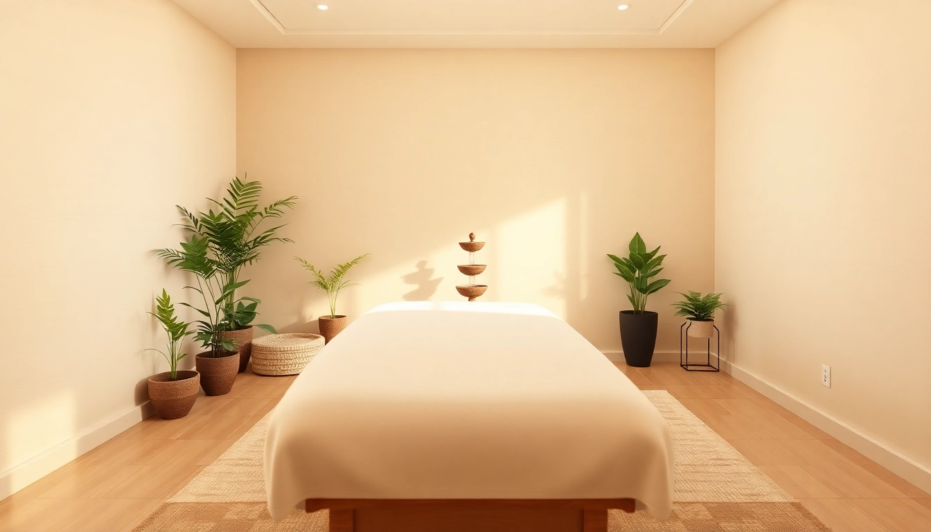 Spa Ads featuring a serene massage therapy room, warm lighting, and inviting decor.
