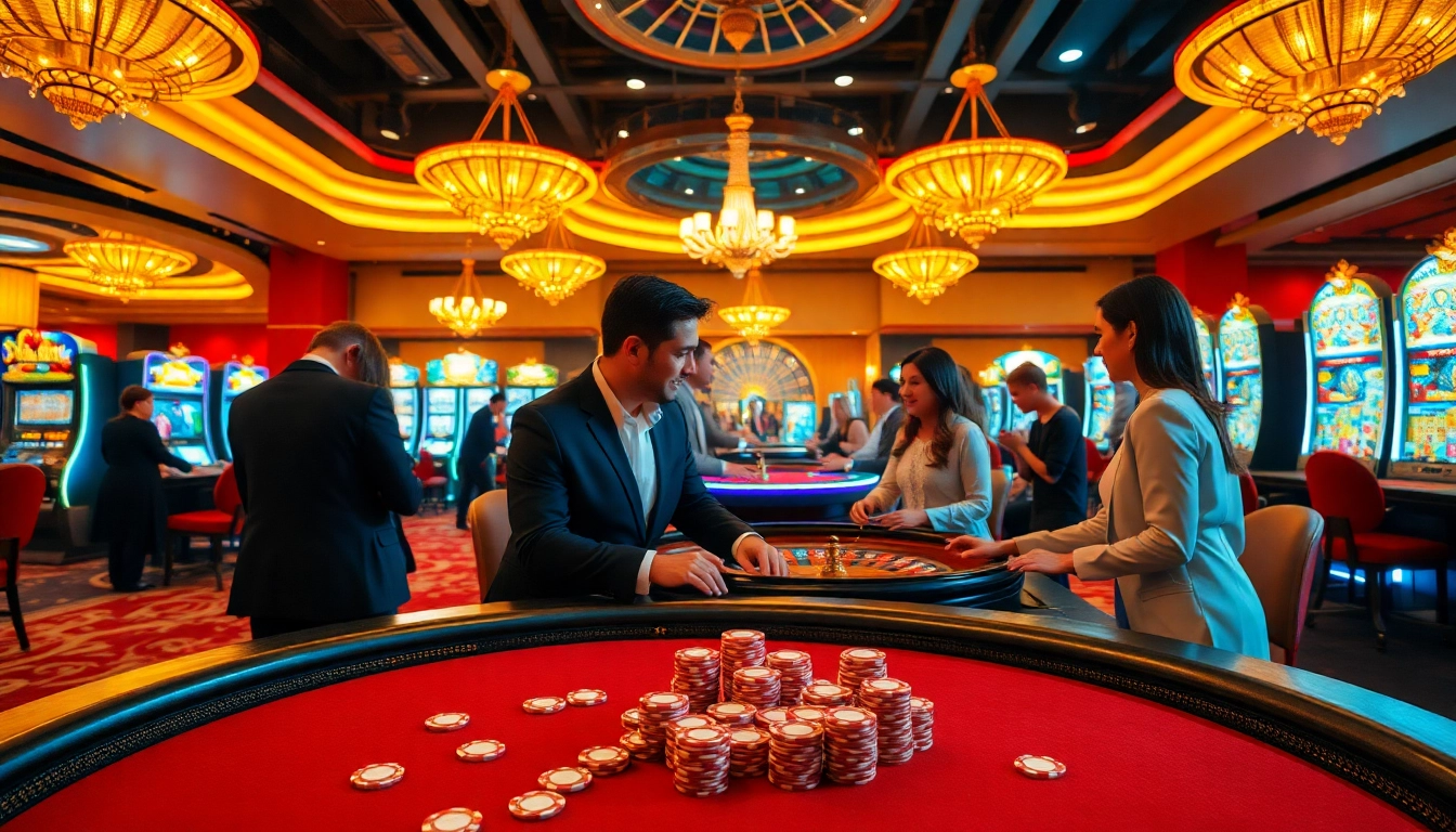 Experience the excitement of thabet77.sa.com with vibrant casino action at a poker table and roulette wheel.