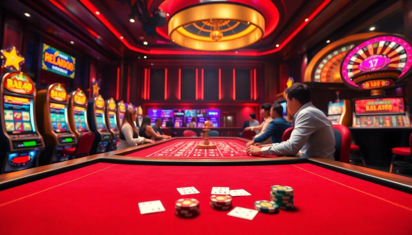 Engaging scene of vibrant MM88 casino gaming showcasing poker tables and roulette.