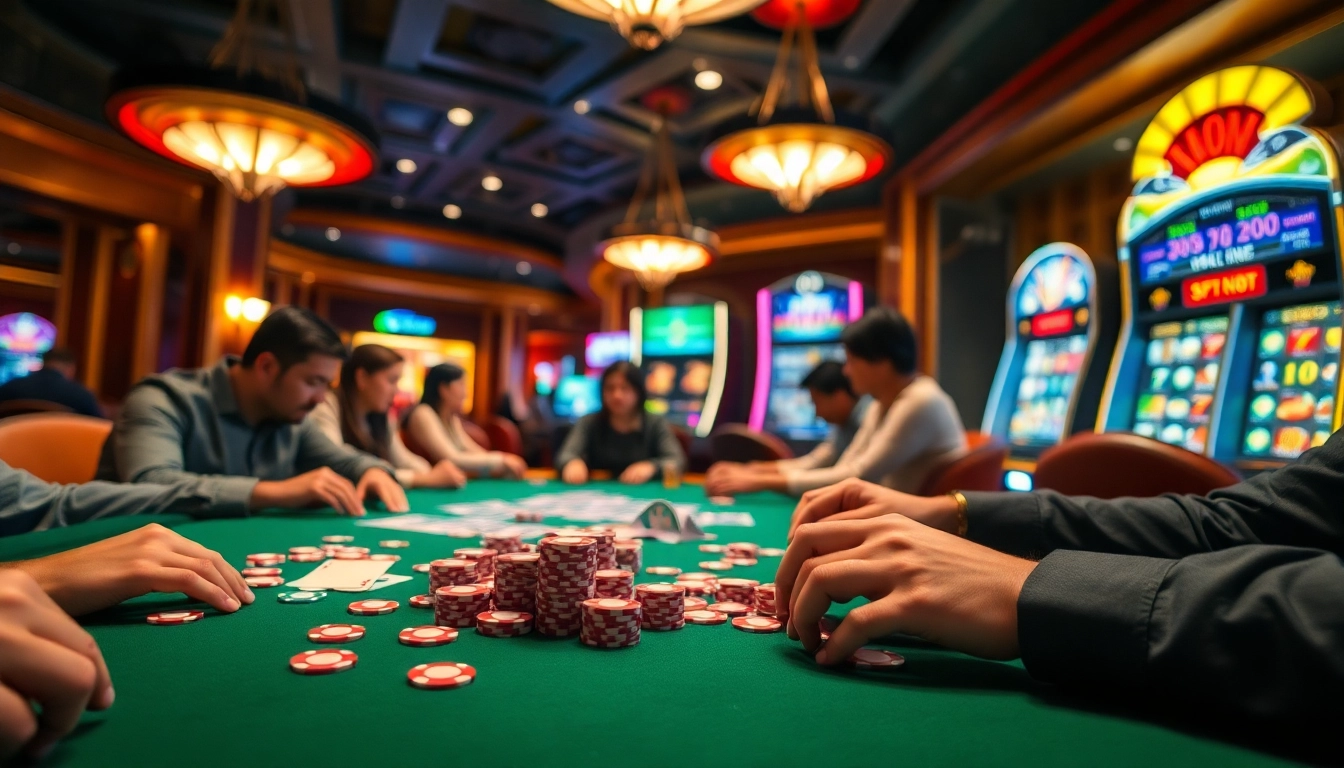 Experience the thrill of gambling at https://fly88.ad/ with a luxurious poker table scene.