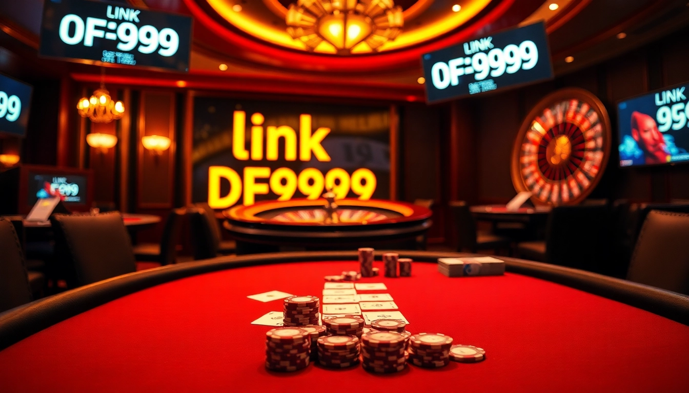Experience thrilling casino action in a vibrant poker game scene showcasing link DF999 with luxurious details.