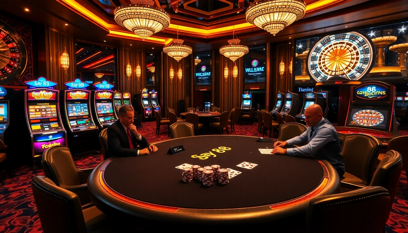 Experience the excitement at the Say 88 casino with poker tables, roulette wheels, and vibrant slot machines.