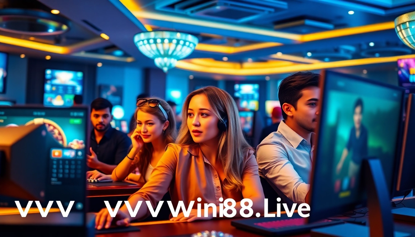 Engaging gaming experience at vvvwin88.live with diverse players enjoying poker and baccarat.
