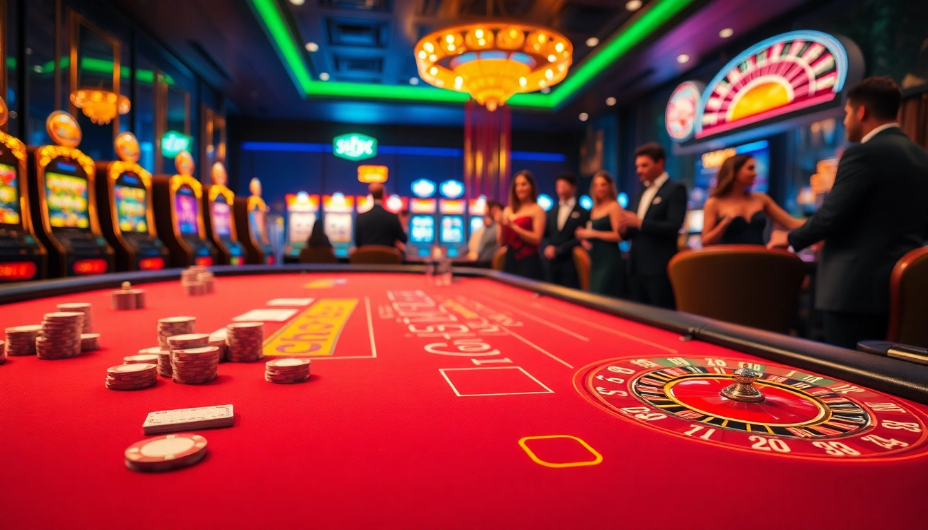 Engage in thrilling gameplay at the luxurious BL555 casino, showcasing poker chips and roulette excitement.