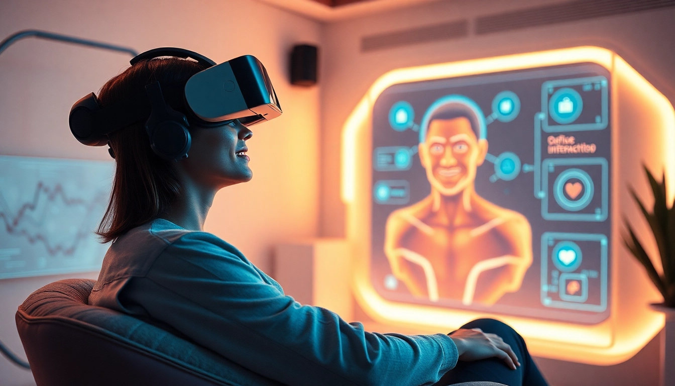 Engaging interaction with a lifelike AI character in a futuristic VR setting, highlighting the world of sex AI.
