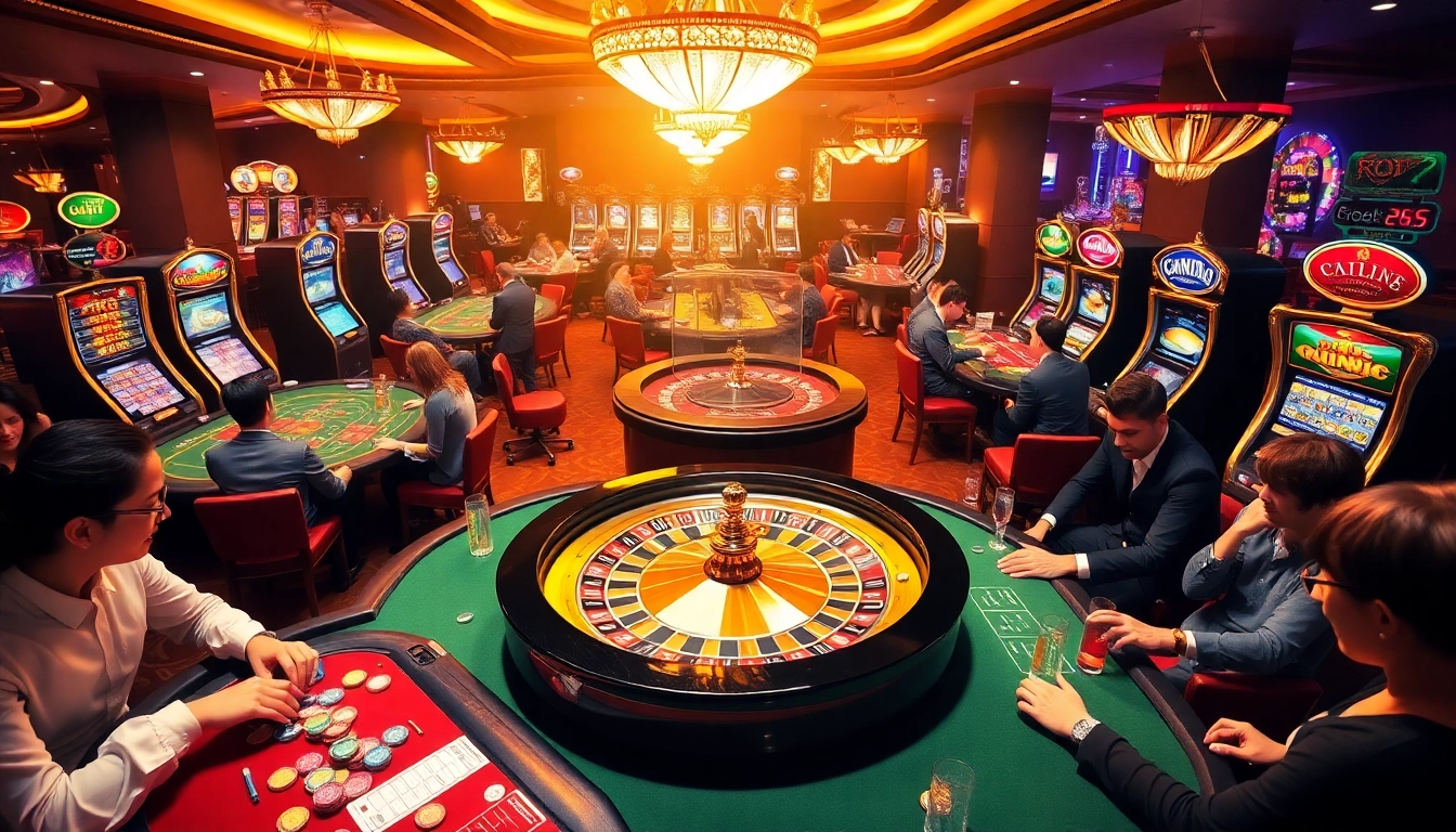 Excited players engaging in luxury gaming experiences at a casino table, representation of https:/nk88.us.com/ thrills.