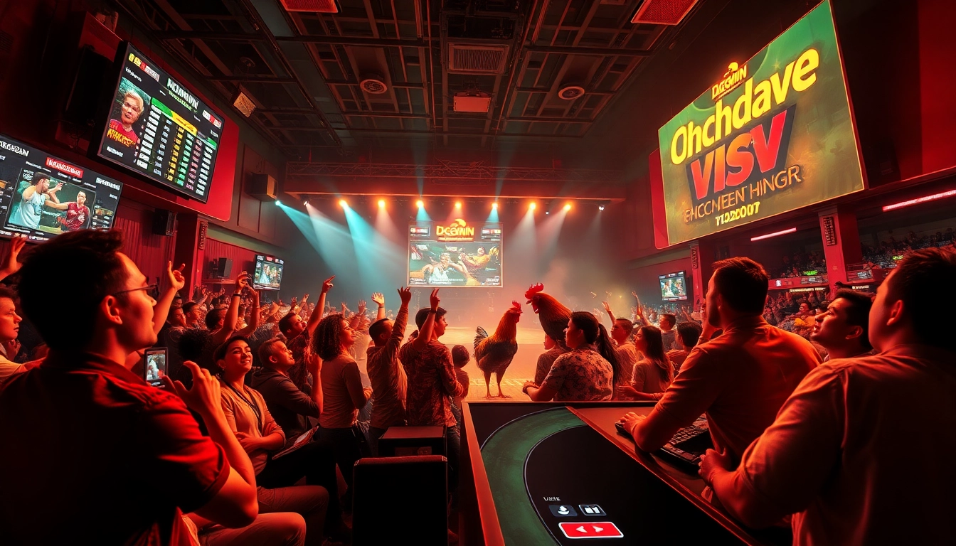 Exciting live chicken fight at dagawin.live with enthusiastic viewers and real-time betting action.