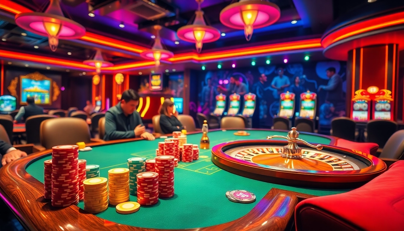 Experience the thrill of 88i poker with engaged players at a luxurious casino table.