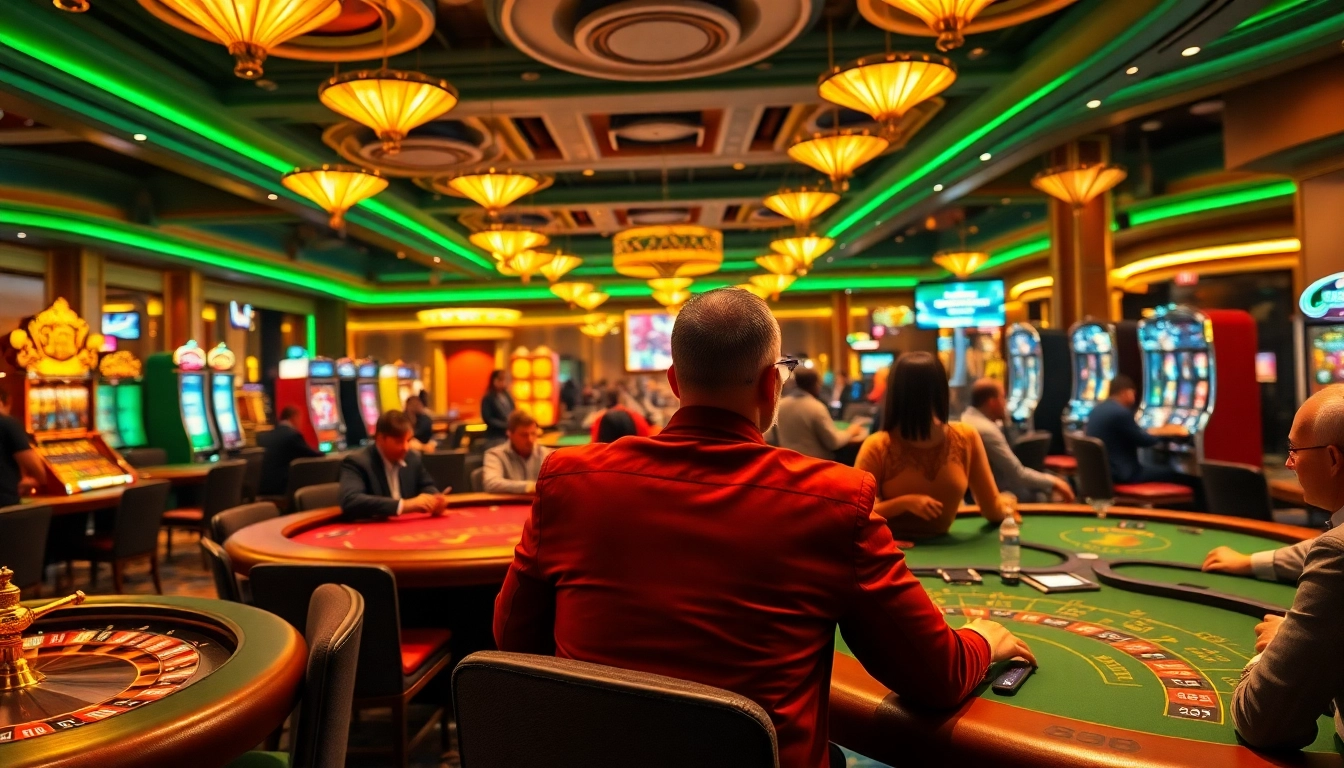 Experience the excitement of trang chủ sx88 with a vibrant casino scene showcasing players at gaming tables.