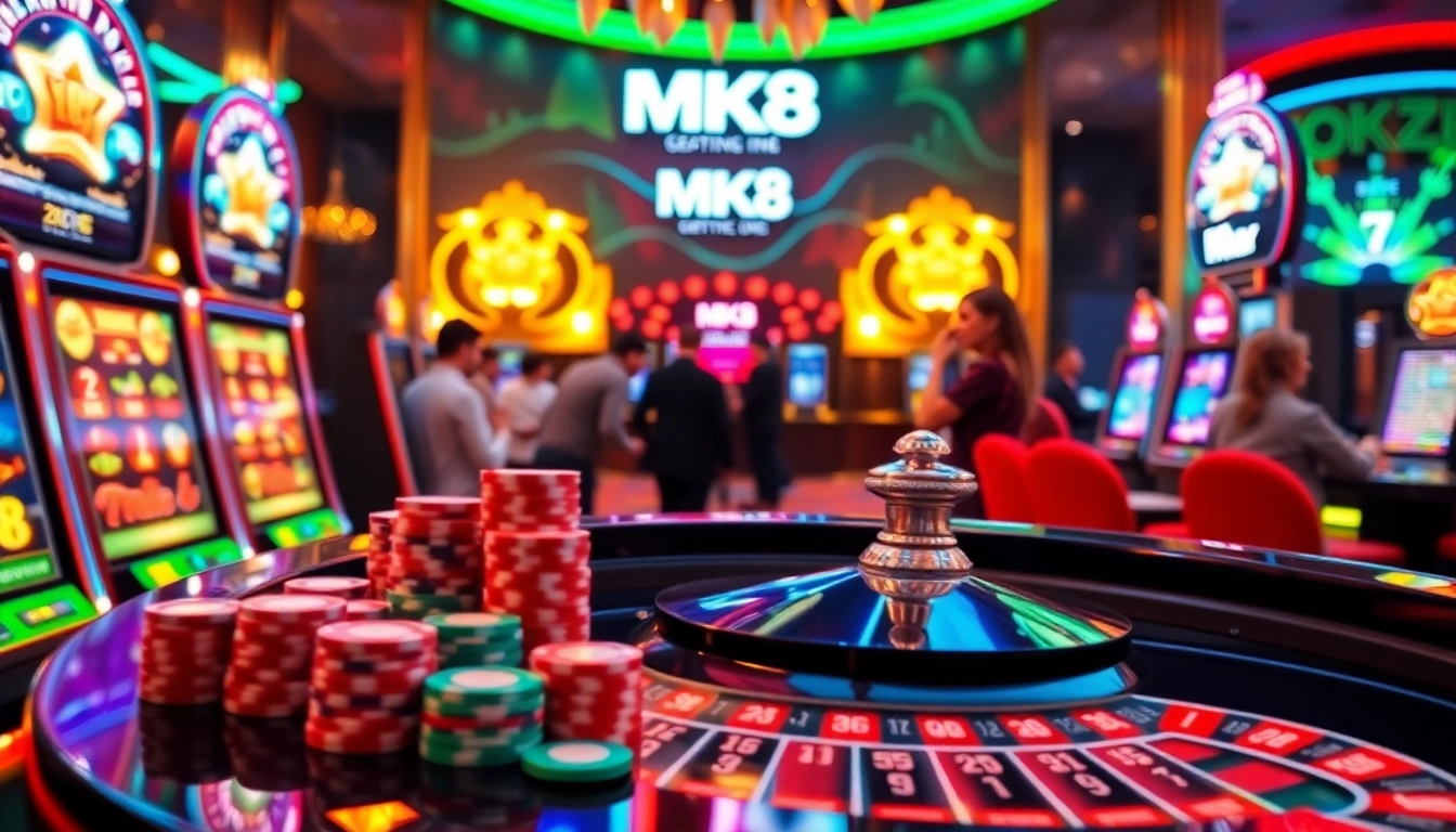 Experience thrilling betting at MK8 casino with vibrant roulette tables and slot machines.